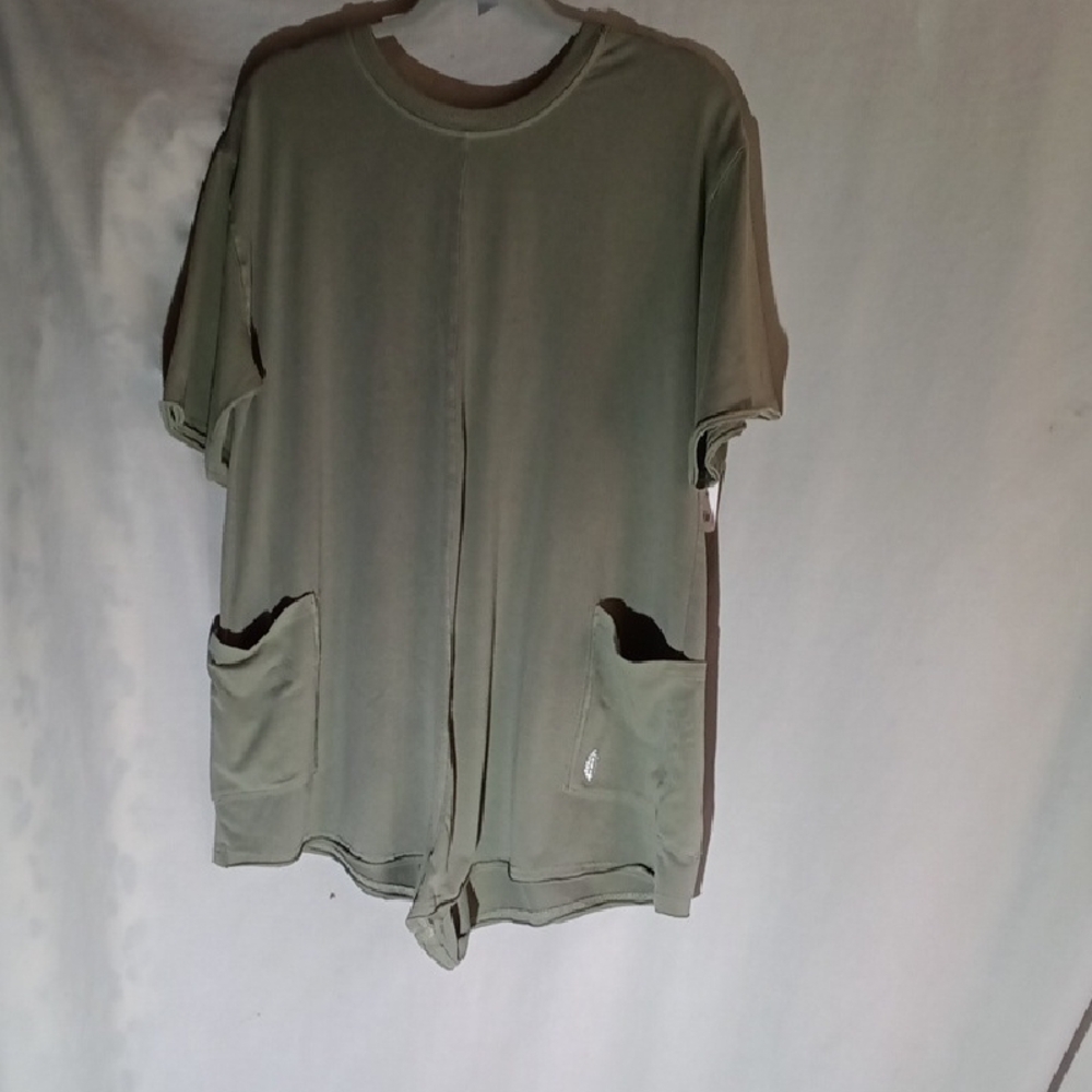 Free People Movement Hot Shot Tee Romper In Sage Green